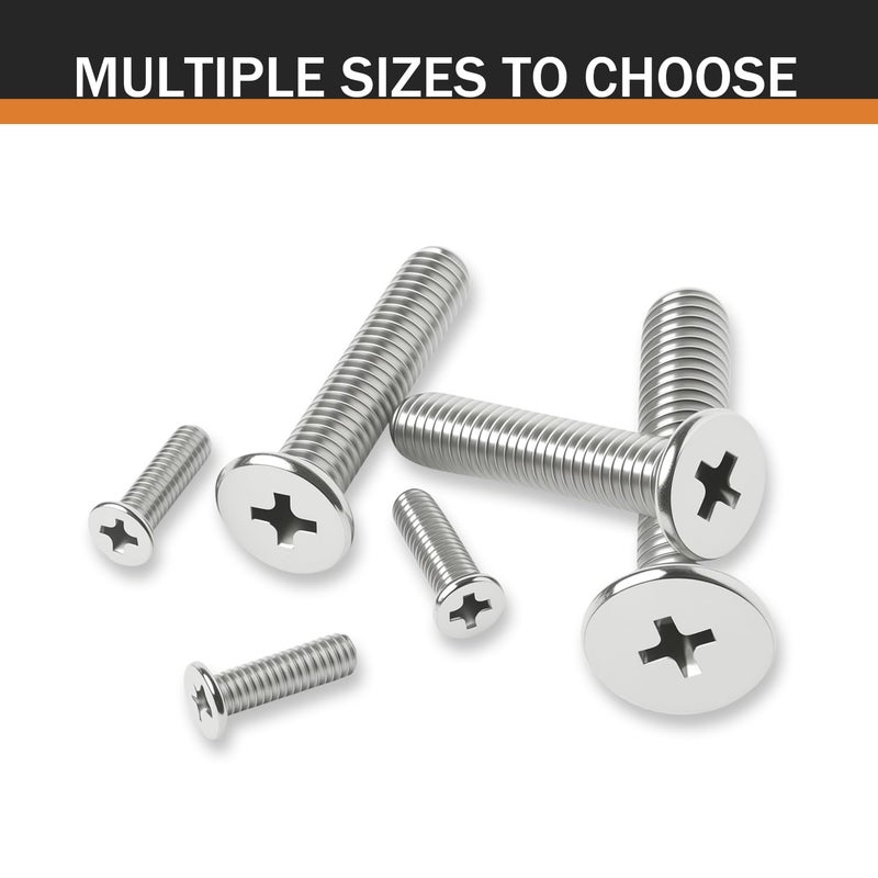 HEXPHANT M5-0.8 x 8mm 50Pcs Flat Round Head Machine Screws, 304 Stainless Steel Phillips Cross Drive Screws Hardware Fastener - Image 5